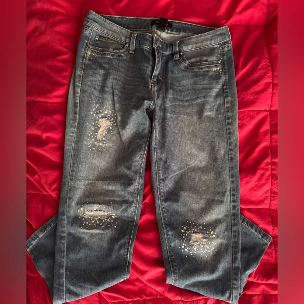 White House Black Market Girlfriend Distressed Jeans